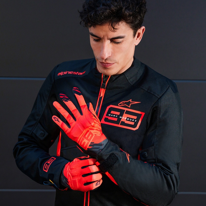Gants de moto Alpinestars Reef V2 MM93 Collection Fluo Rouge-Rouge-Noir