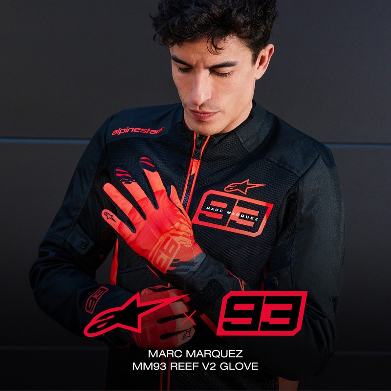 Gants de moto Alpinestars Reef V2 MM93 Collection Fluo Rouge-Rouge-Noir