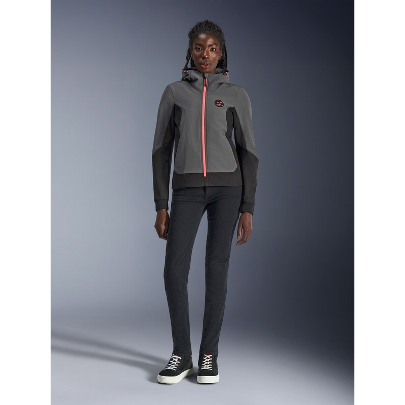 Veste de moto Alpinestars Stella Radium Tech Hoodie pour femme, gris foncé-noir-rose