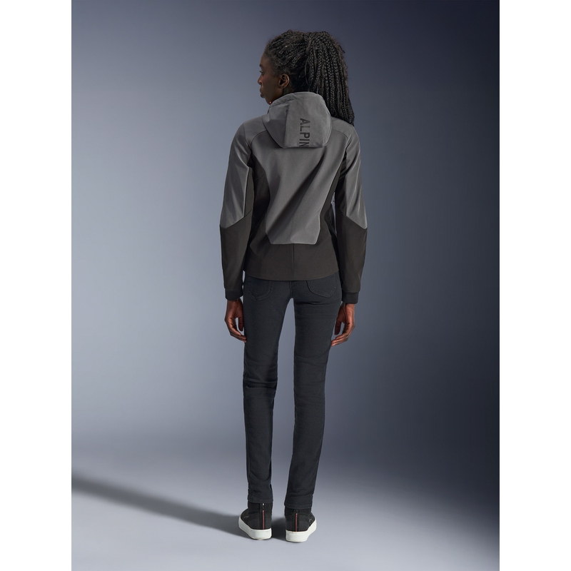 Veste de moto Alpinestars Stella Radium Tech Hoodie pour femme, gris foncé-noir-rose