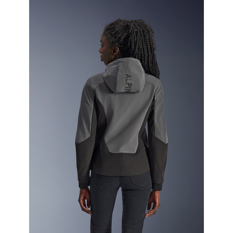 Veste de moto Alpinestars Stella Radium Tech Hoodie pour femme, gris foncé-noir-rose