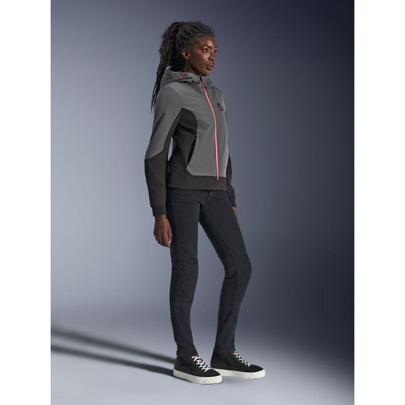 Veste de moto Alpinestars Stella Radium Tech Hoodie pour femme, gris foncé-noir-rose