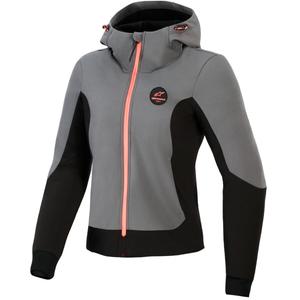 Veste de moto Alpinestars Stella Radium Tech Hoodie pour femme, gris foncé-noir-rose