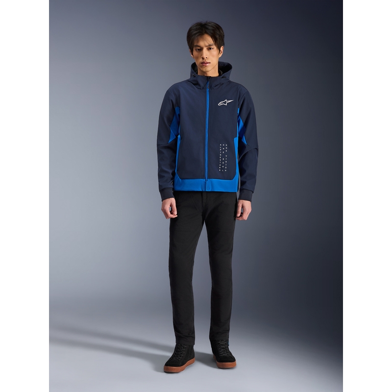Sweat à capuche Alpinestars Radium Tech, bleu foncé, pour motards.