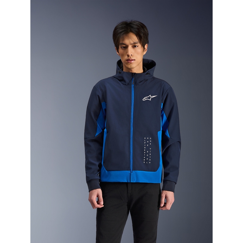 Sweat à capuche Alpinestars Radium Tech, bleu foncé, pour motards.