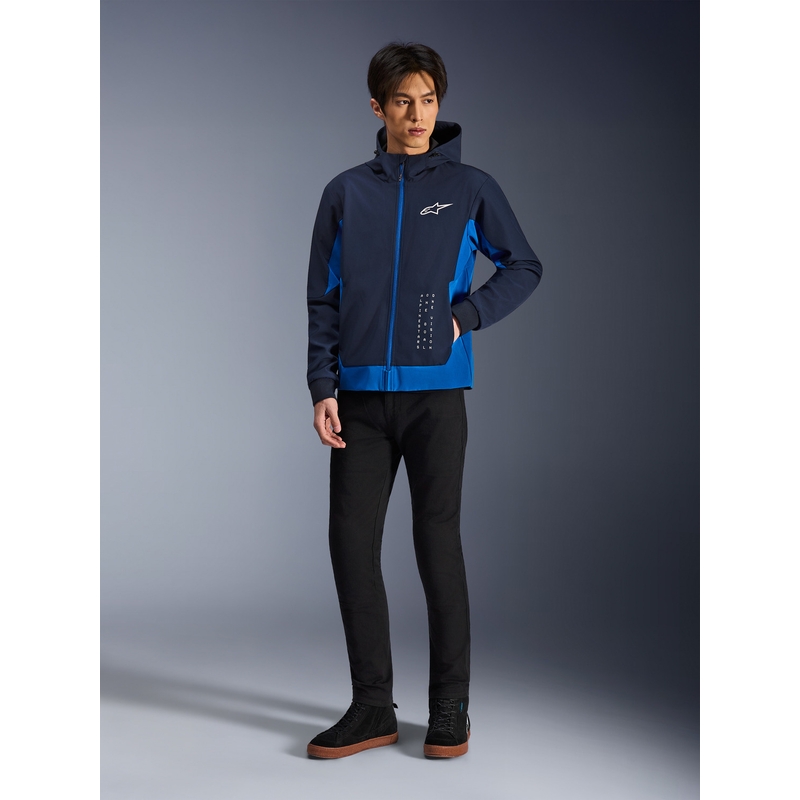 Sweat à capuche Alpinestars Radium Tech, bleu foncé, pour motards.