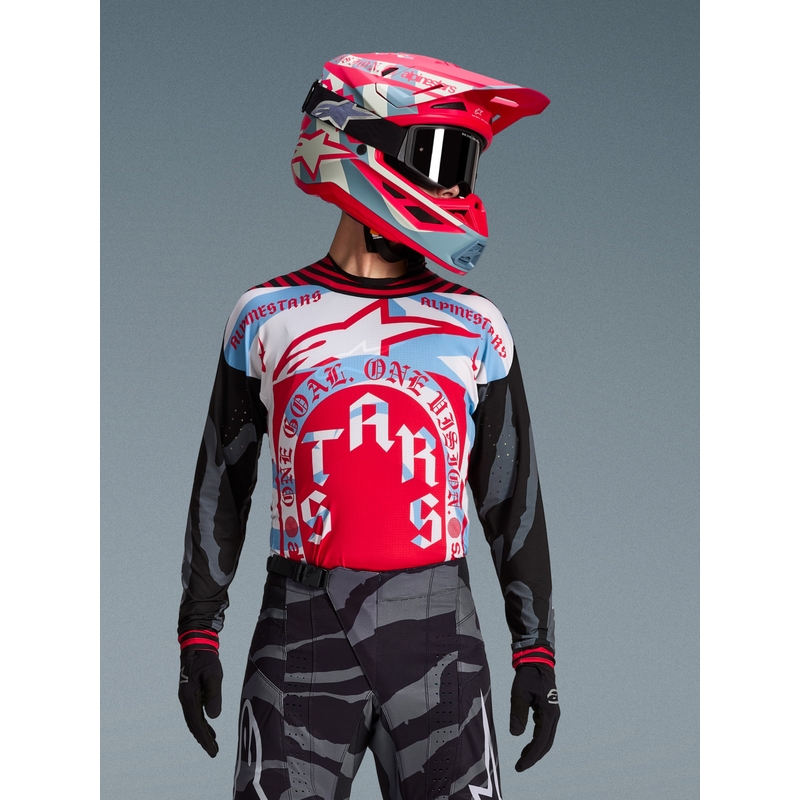 Maillot de motocross Alpinestars Techstar édition limitée Beast Coast, gris-noir-orange