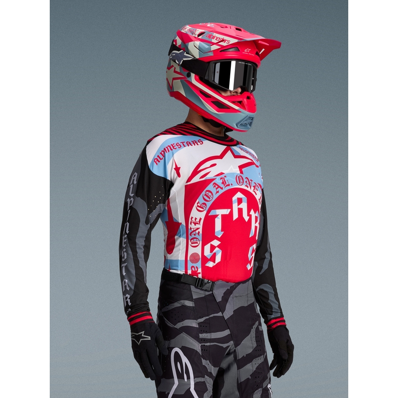 Maillot de motocross Alpinestars Techstar édition limitée Beast Coast, gris-noir-orange