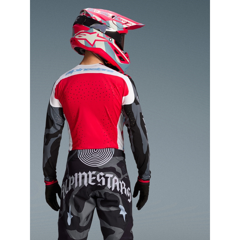 Maillot de motocross Alpinestars Techstar édition limitée Beast Coast, gris-noir-orange