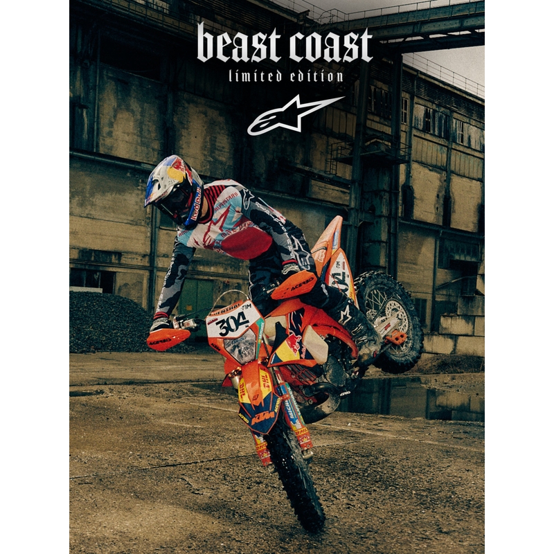 Maillot de motocross Alpinestars Techstar édition limitée Beast Coast, gris-noir-orange