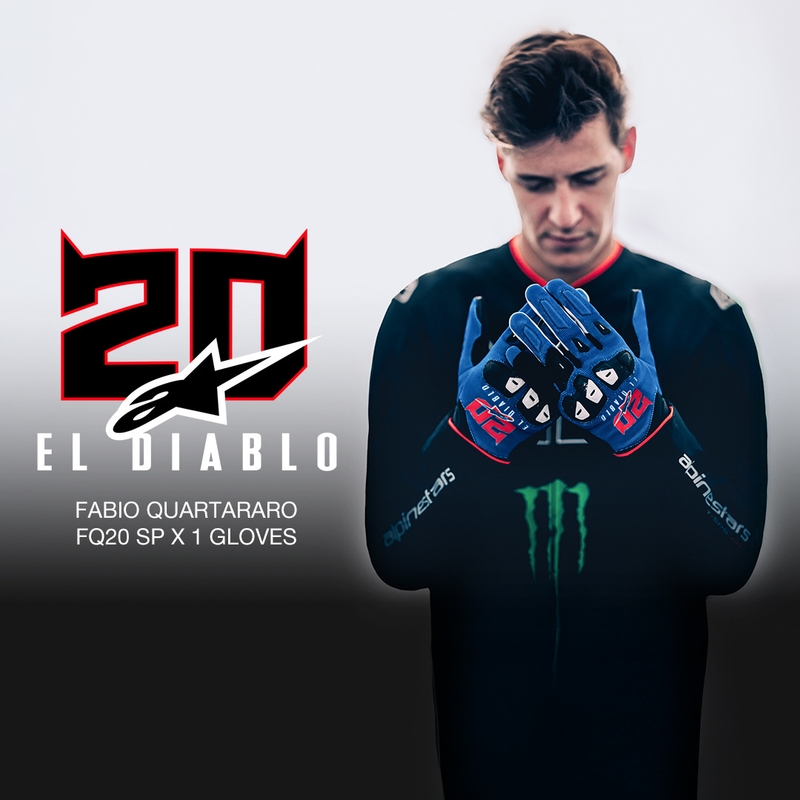 Gants de moto Alpinestars SP X 1 FQ20, collection bleu-noir-rouge fluo