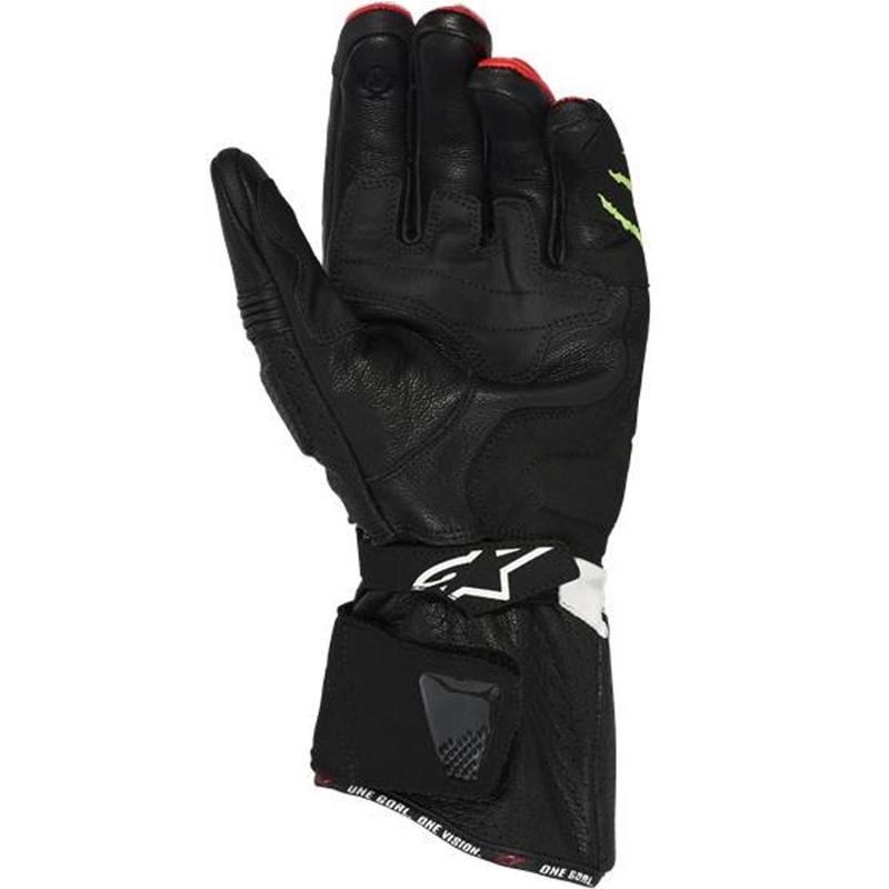 Gants de moto Alpinestars SP-3 FQ20, collection noir-rouge fluo-blanc