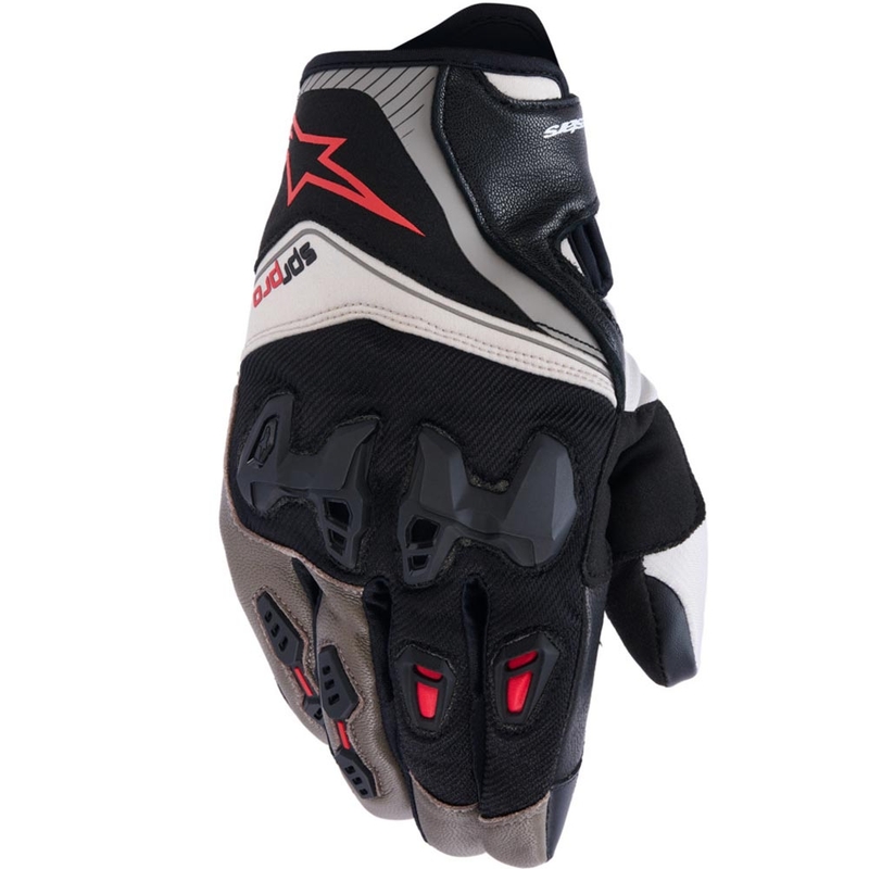 Gants de moto Alpinestars SP-R PRO gris clair-marron-orange