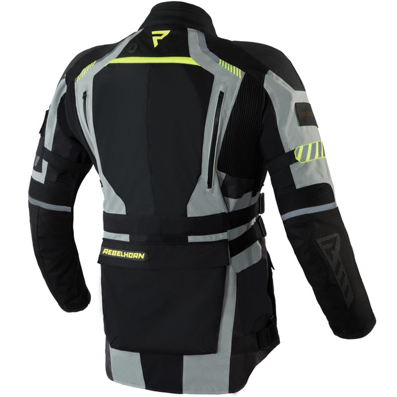 Veste de moto Rebelhorn Patrol gris-noir-jaune fluo