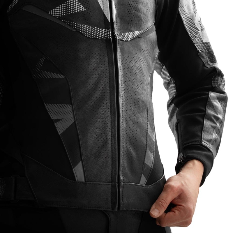 Blouson de moto en cuir Rebelhorn Inferno noir et blanc