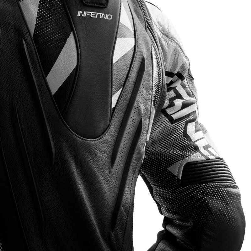 Blouson de moto en cuir Rebelhorn Inferno noir et blanc