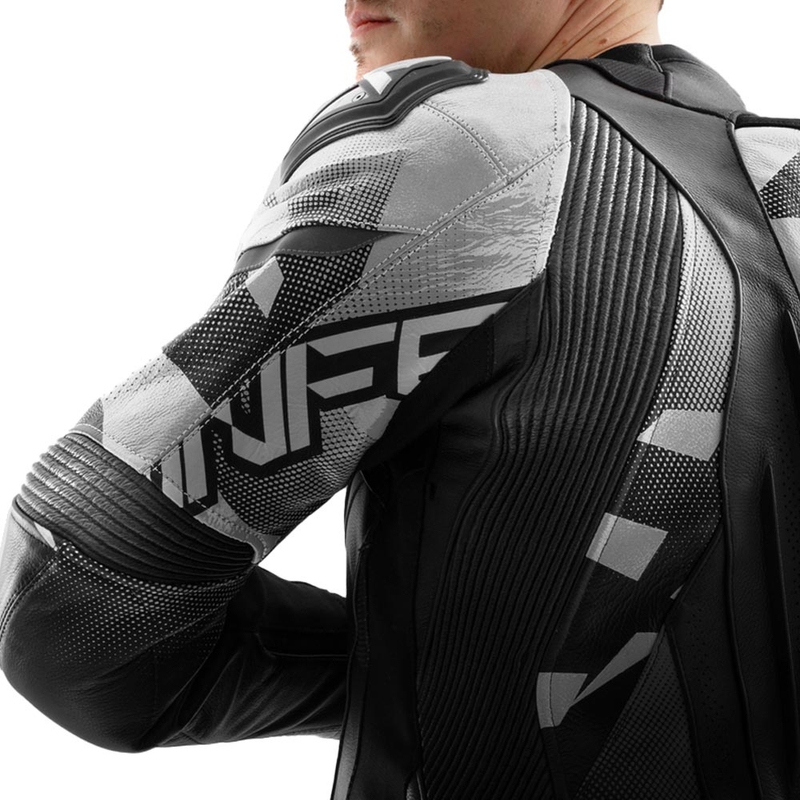 Blouson de moto en cuir Rebelhorn Inferno noir et blanc