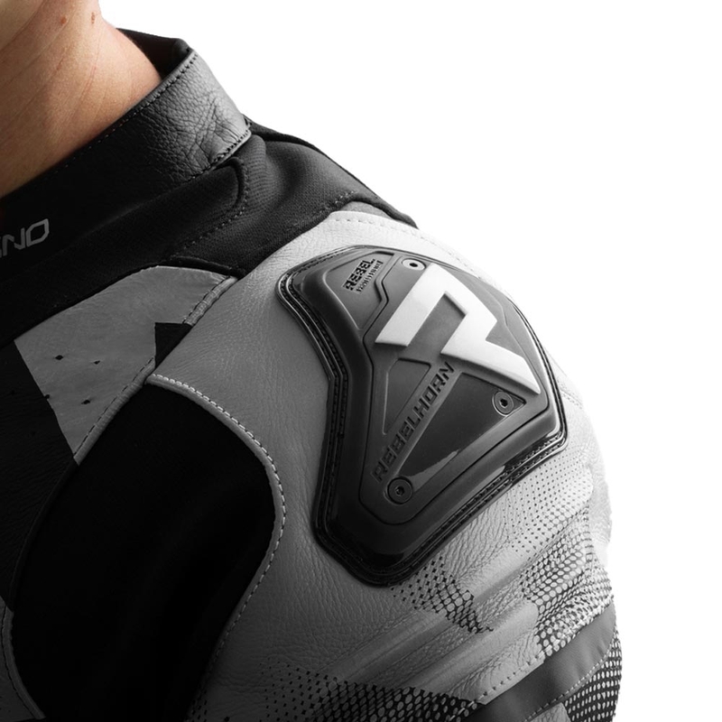 Blouson de moto en cuir Rebelhorn Inferno noir et blanc