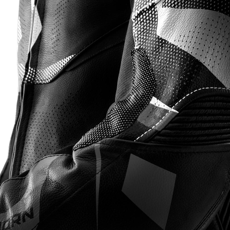 Blouson de moto en cuir Rebelhorn Inferno noir et blanc