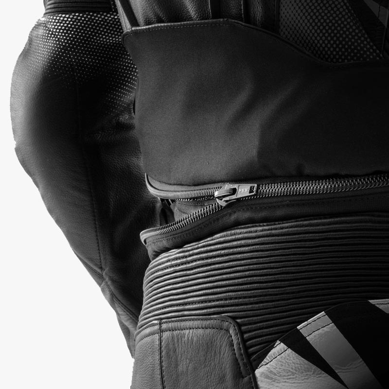 Blouson de moto en cuir Rebelhorn Inferno noir et blanc