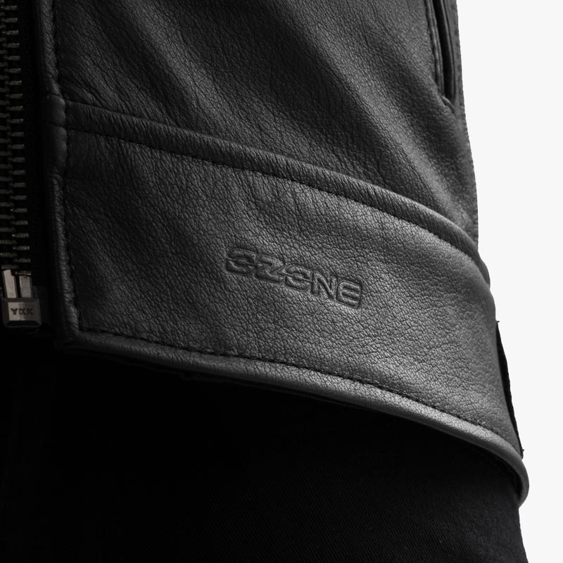 Blouson de moto en cuir noir Ozone Colt