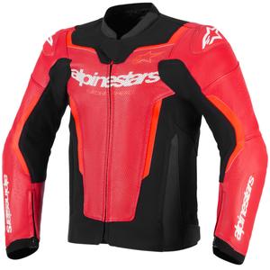 Blouson de moto en cuir Alpinestars GP Force V2 Airflow rouge fluo-noir-blanc