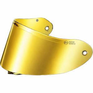 Visière pour casques de moto ZED XD1, pré-équipée pour film FogCity, finition or miroir.