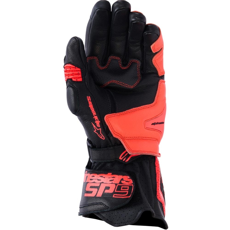 Gants de moto Alpinestars SP-9 noir et rouge fluo