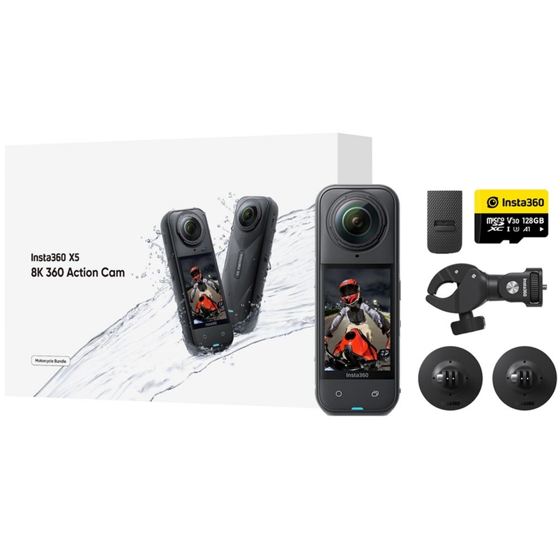 Caméra d'action Insta360 X5 pour moto (noire)