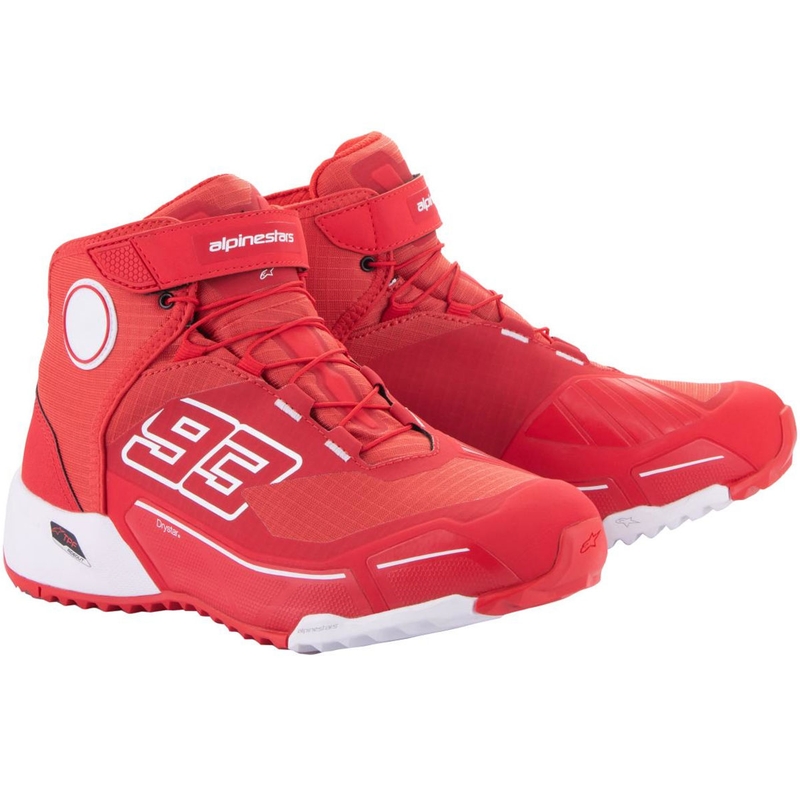 Bottes de moto Alpinestars CR-X Drystar MM93 collection rouge et blanche