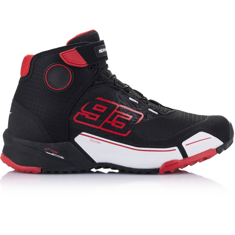 Bottes de moto Alpinestars CR-X Drystar MM93, collection noir-rouge-blanc