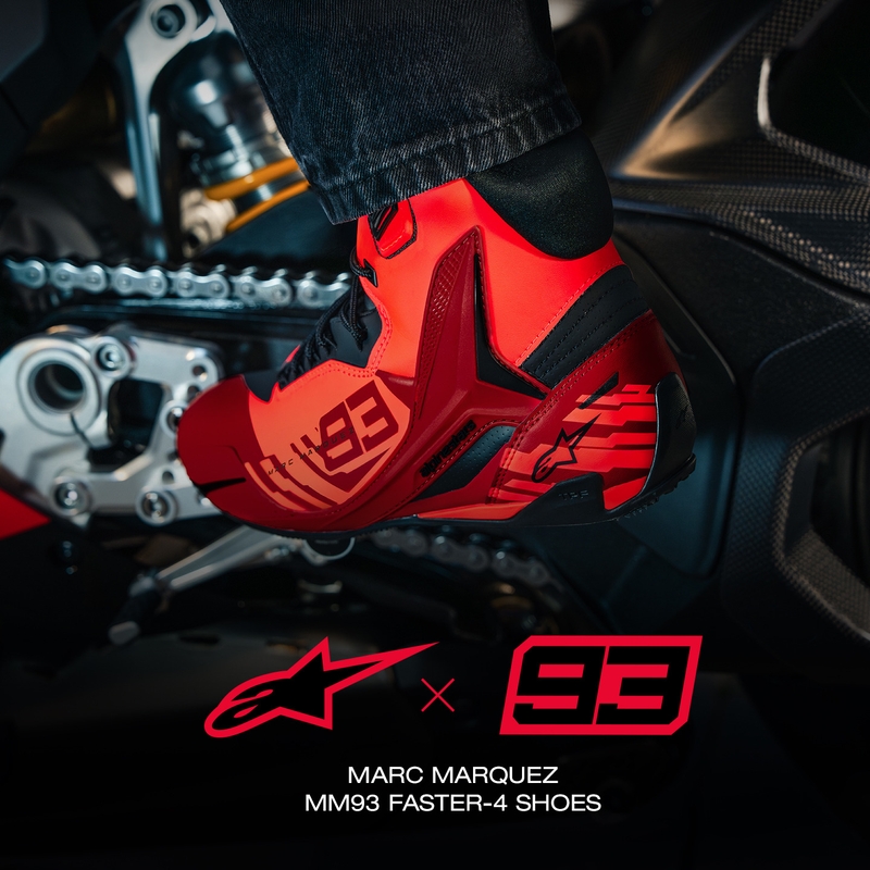 Bottes de moto Alpinestars Faster-4 MM93, collection fluo, rouge-rouge-noir