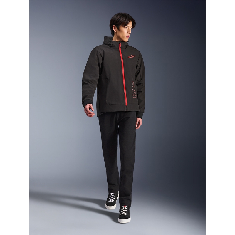 Sweat à capuche Alpinestars RADIUM TECH HOODIE pour moto, noir et rouge