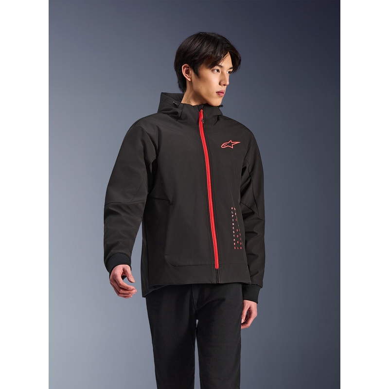 Sweat à capuche Alpinestars RADIUM TECH HOODIE pour moto, noir et rouge