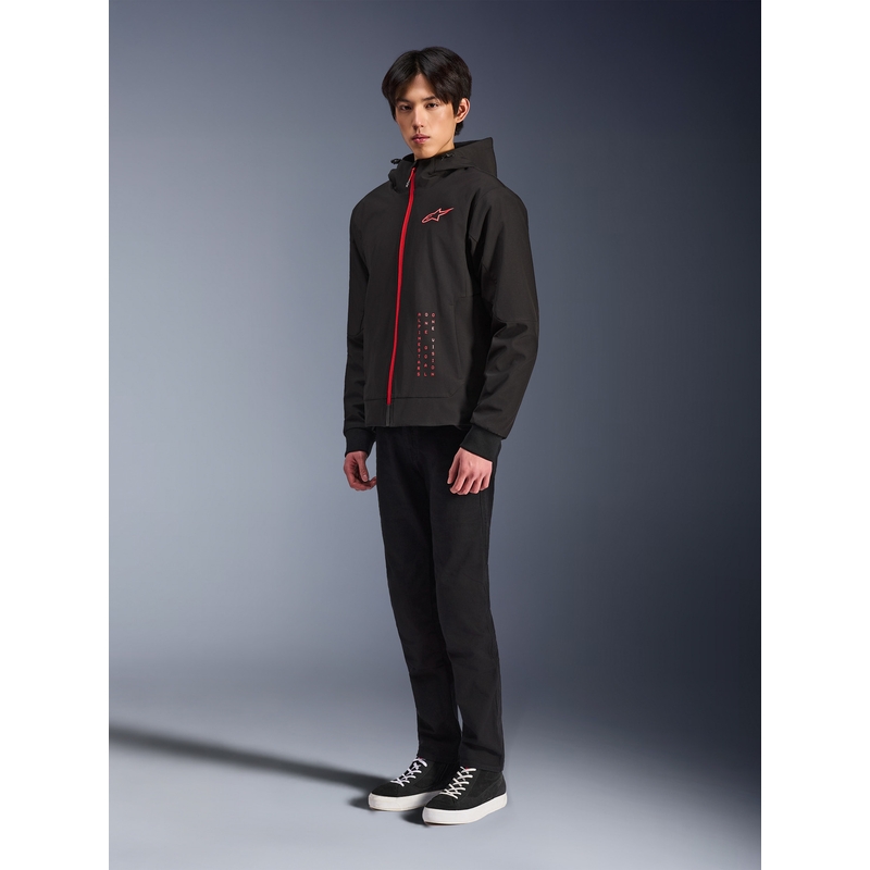 Sweat à capuche Alpinestars RADIUM TECH HOODIE pour moto, noir et rouge