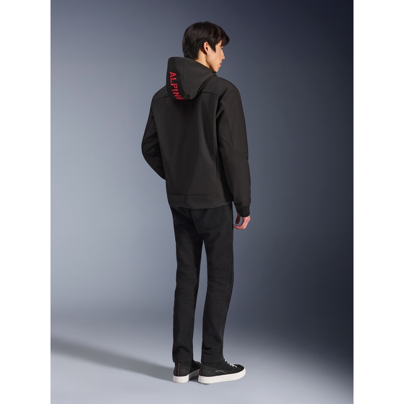 Sweat à capuche Alpinestars RADIUM TECH HOODIE pour moto, noir et rouge