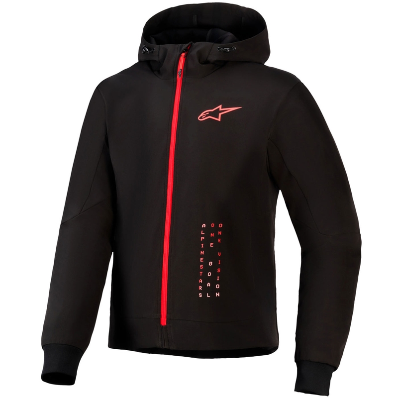 Sweat à capuche Alpinestars RADIUM TECH HOODIE pour moto, noir et rouge