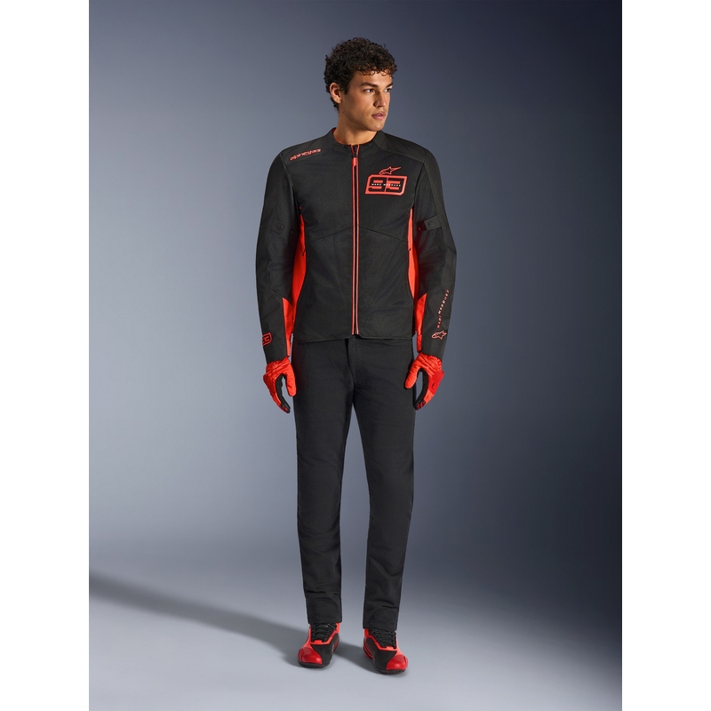 Blouson de moto Alpinestars C-1 AIR MM93, collection fluo, rouge-rouge-noir