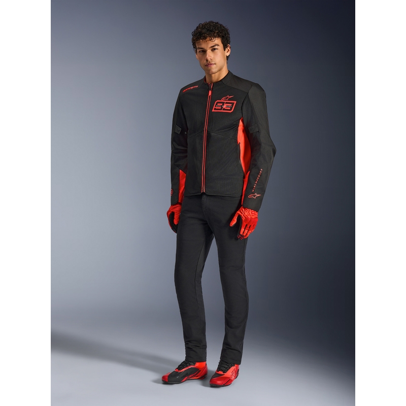 Blouson de moto Alpinestars C-1 AIR MM93, collection fluo, rouge-rouge-noir