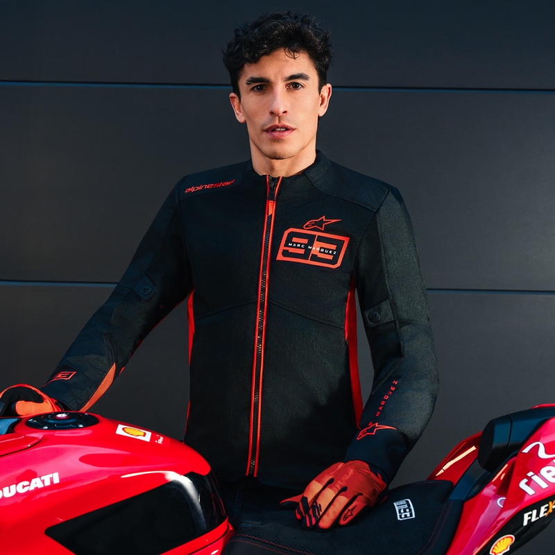 Blouson de moto Alpinestars C-1 AIR MM93, collection fluo, rouge-rouge-noir
