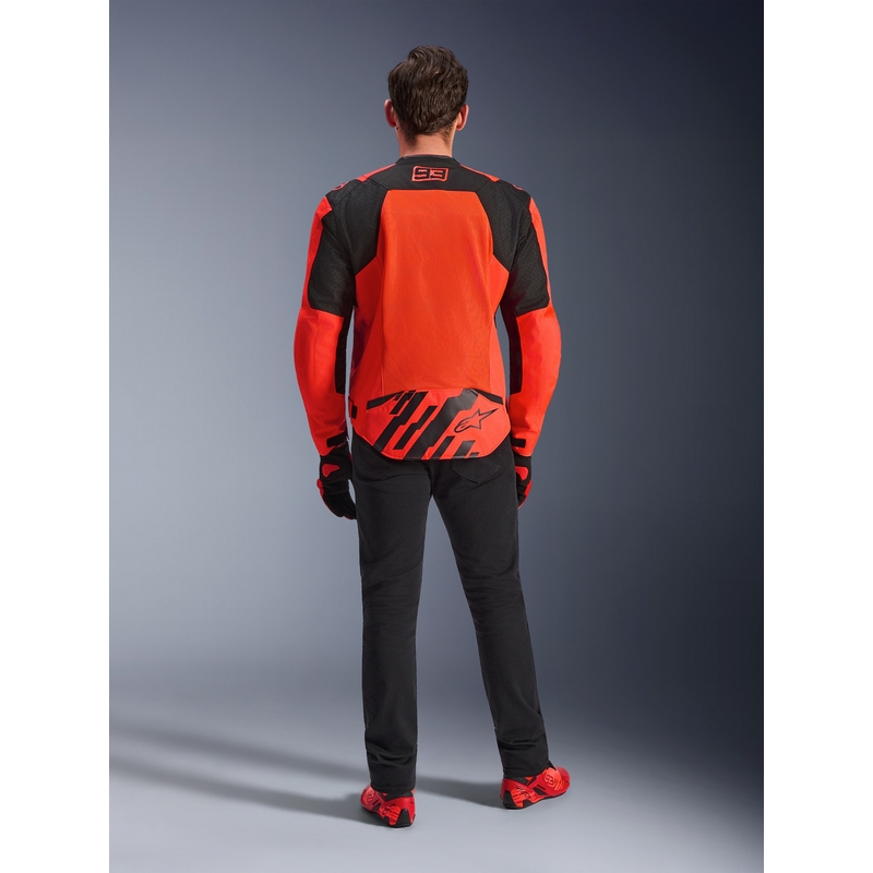 Blouson de moto Alpinestars T-SPS Air V2 MM93, collection fluo, rouge et noir