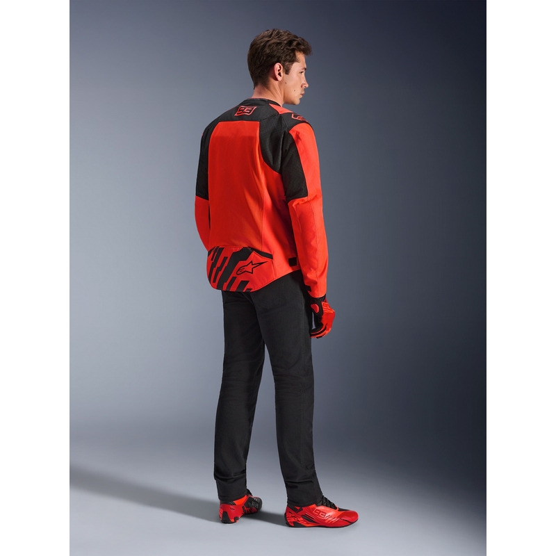 Blouson de moto Alpinestars T-SPS Air V2 MM93, collection fluo, rouge et noir