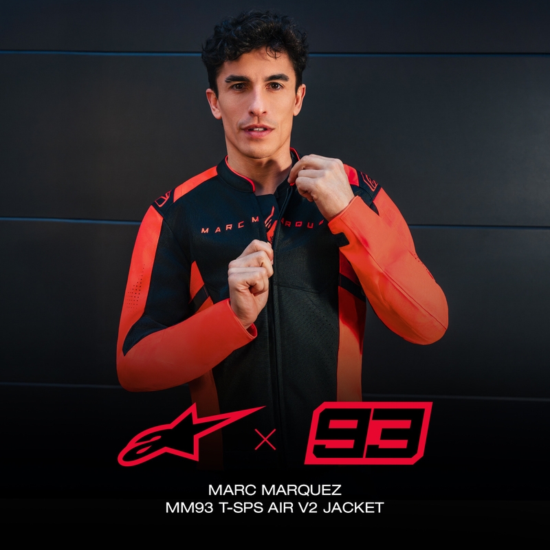 Blouson de moto Alpinestars T-SPS Air V2 MM93, collection fluo, rouge et noir