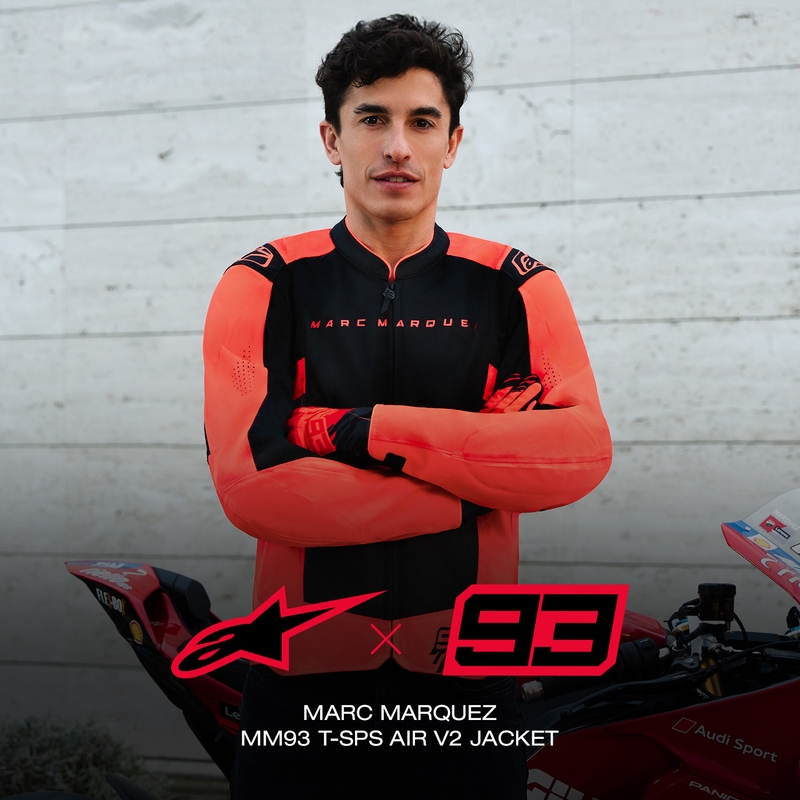 Blouson de moto Alpinestars T-SPS Air V2 MM93, collection fluo, rouge et noir