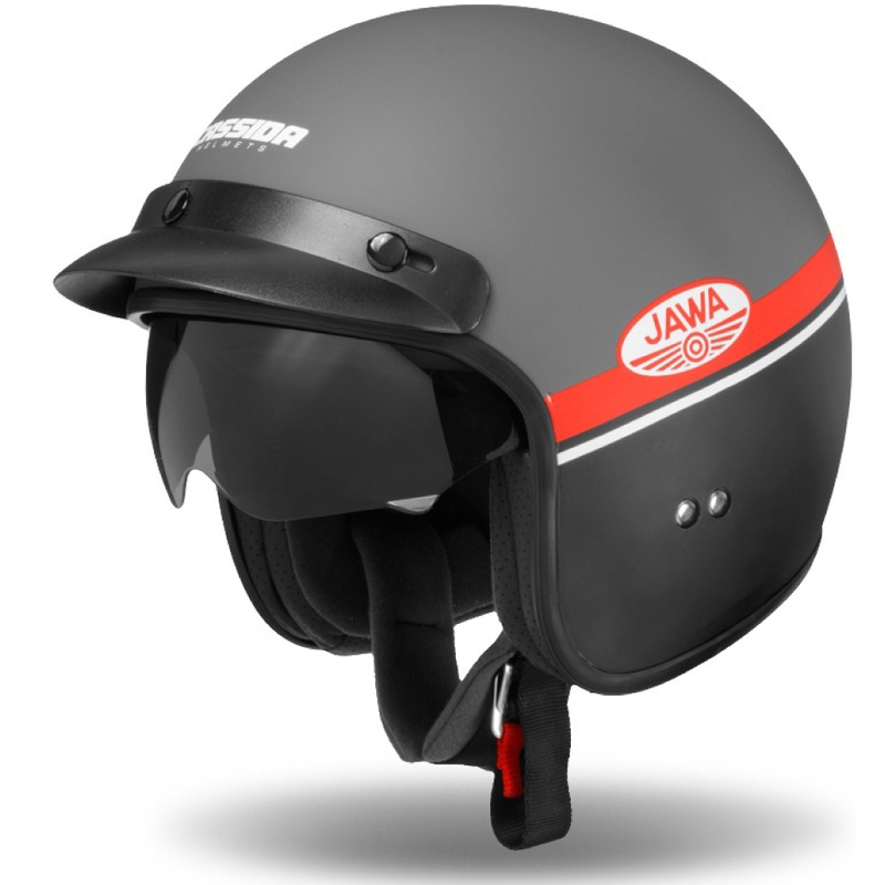 Casque de moto ouvert Cassida Oxygen Jawa OHC gris-rouge-noir-blanc - II. qualité