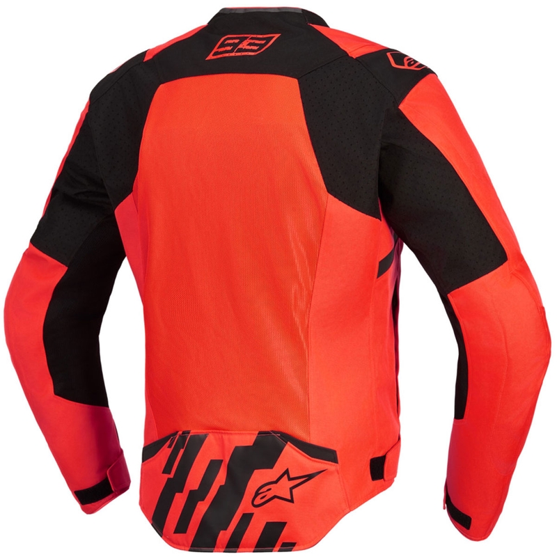 Blouson de moto Alpinestars T-SPS Air V2 MM93, collection fluo, rouge et noir
