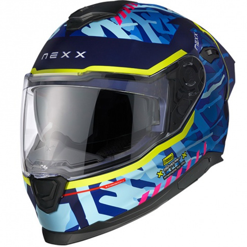 Casque intégral de moto Nexx Y.100R Urbangram bleu foncé - II. qualité