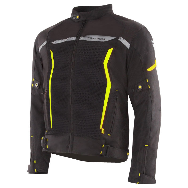 Veste de moto Street Racer Flex Air noir-jaune fluo - II. qualité
