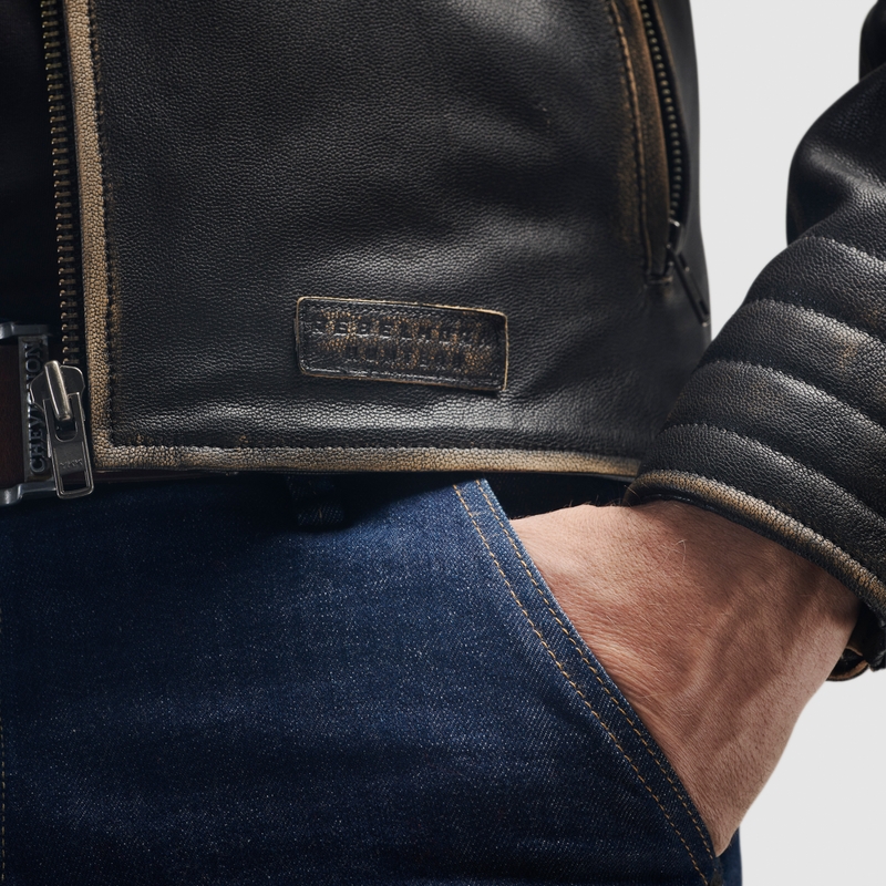 Blouson de moto en cuir marron Rebelhorn Hunter II - 2e qualité - II. qualité