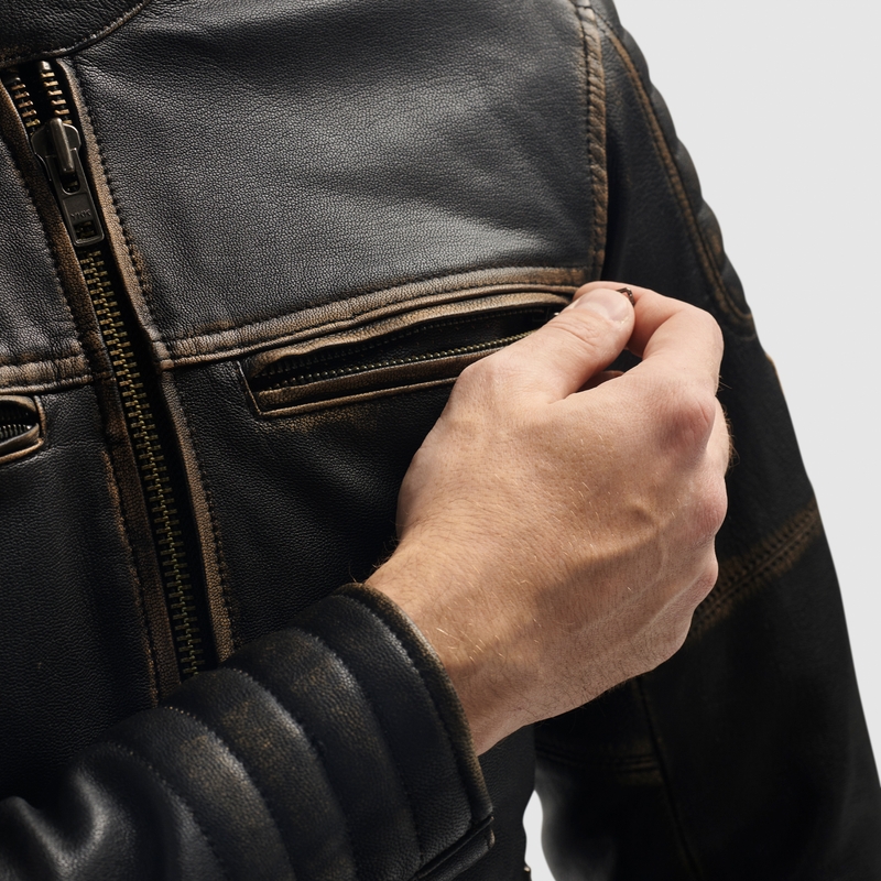 Blouson de moto en cuir marron Rebelhorn Hunter II - 2e qualité - II. qualité